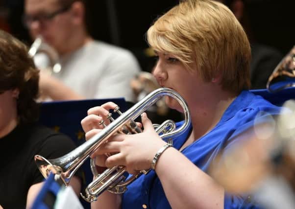 Hannah Copes performing with the European Youth Brass Band in France.  Pic by Ian Clowes.  INLT 20-650-CON