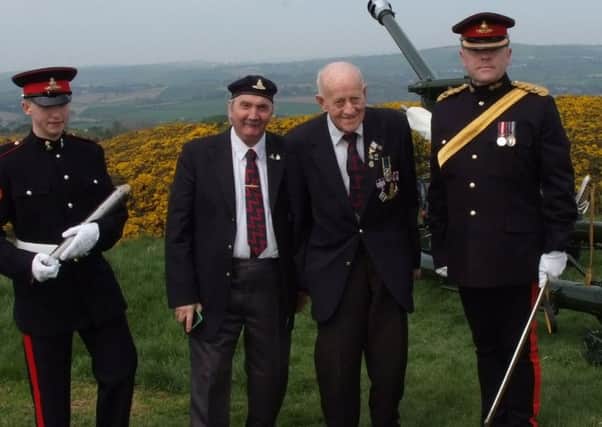 Pictured at the visit of the Captain General's Baton ceremony are Gunner McKee, Brian Adams, Harry Moore and the Battery Commander.