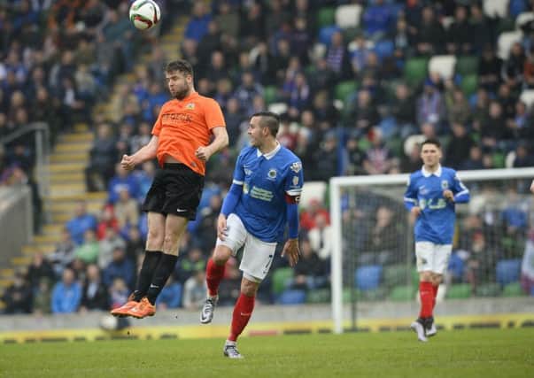 Simon Kelly on show in the Irish Cup final. Pic by Pacemaker Ltd.