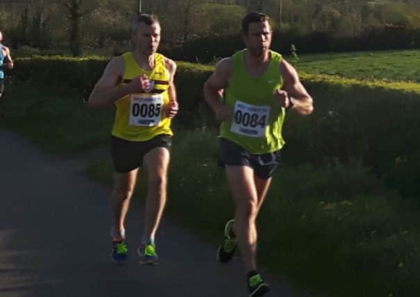 Fit N Running duo John Miskimmin (84) and Vernon Shiels (85) at the Magherafelt 5k road race.
