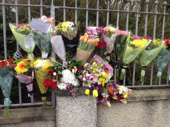 Emtional messages and flowers placed at Black Hill where NW200 rider Malachi Mitchell-Thomas crashed on Saturday. INBM21-16S