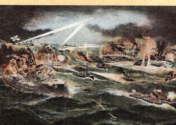 An old postcard of the Battle of Jutland.  INLT 20-657-CON