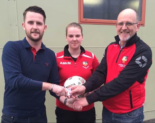 Season sponsor Kris Fletcher with Chairperson Paul Cull and Captain Adrianna McMullan. For the third season in a row, Kris has come on board as the main club sponsor through YUMO and No 7.