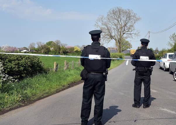 A police cordon at the scene of the crash on the Derryanvil Road, Portadown in which Ashley James died.