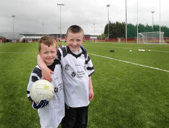 Young footballers from St Canice's Primary School, Dungiven. (Picture Margaret McLaughlin)