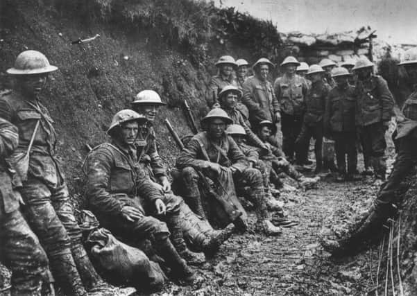 Royal Irish Rifiles rational party during the Battle of the Somme in July 1916.
