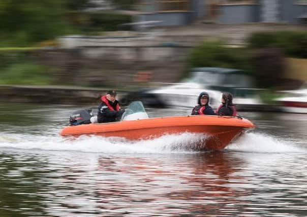 The new Ballymena Sea Cadets safety boat in action at its launch night at Portglenone Marina.