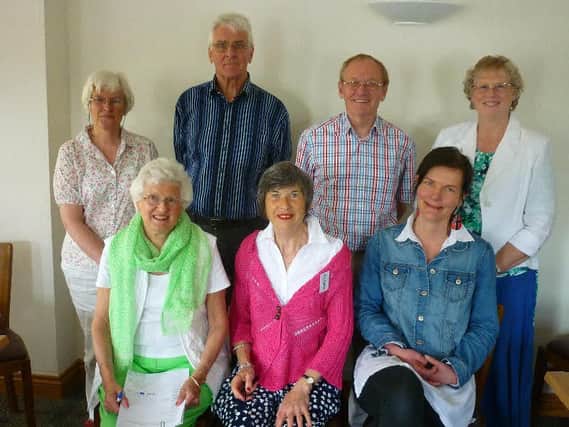 Causeway Coast Peace Group newly elected committee at their AGM in the Parish Centre, Bushmills. Photo shows from left front row, Pat Crossley (press officer), Eleanor Duff, (Chairman), Karin Eyben (Guest Speaker). Back Row from left, Carol Anderson (Committee), Brian Bolt (Committee), Maurice  McCurdy (Vice Chairman), Mary Taylor (Hon Secretary). Missing from photo Robert Hedley (Hon Treasurer). inbm22-16s