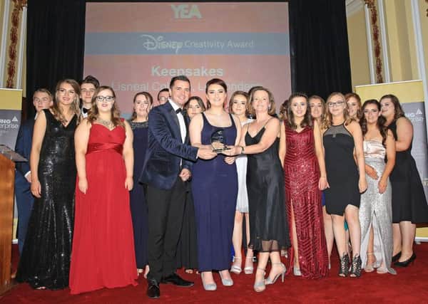 Members of the Keepsakes company from  Lisneal College who picked up the Disney Creativity Award in the Company Category.
