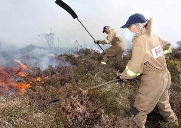 firefighers tackle gorse fire
