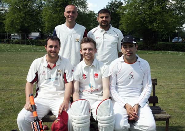 Laurelvale players enjoying Saturday's derby defeat of Millpark. Back row, from left, are John Haddock and Mohammed Ajmal. Front row, from left, are Daryl Henry, Christopher Webb and Babar Khan.INPT20-604AM