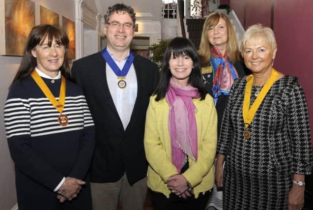 New Member Angela Knox was welcomed into Banbridge Rotary Club by President Elect Lynda Shields and Vice President Elect Siobhan McKay, included is  President Gerry McElvogue and Assistant Governor Patricia Lindsay Â©Edward Byrne Photography INBL1621-201EB