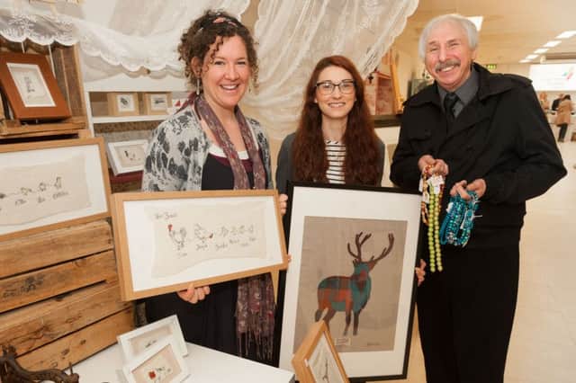 Looking forward to the forthcoming Midtown Makers studio and shop at Ballymena Business Centre, Church St were, from left, Andrea McNeil (The Early Bird), Gemma Lowry (Laird & Gillie)  and Jim Stevenson (Wicked Princess Beads).