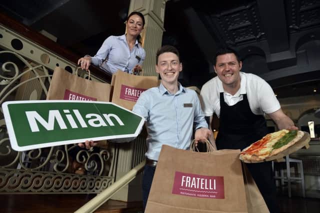 Getting ready for the big getaway to celebrate Italys National Day are Fratellis Georgie Briota, Michael Johnston and Johnny Glass who will be serving up a treat for guests at either of the restaurants between May 30 and June 5 with one lucky diner winning a trip to style capital Milan.