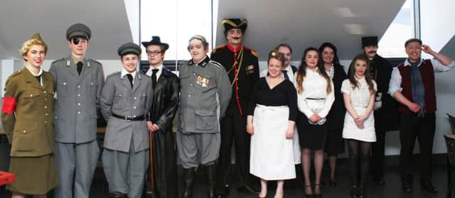 SERC performing arts students about to take the stage for the famous sitcom Allo Allo, based on the hugely successful British television series
