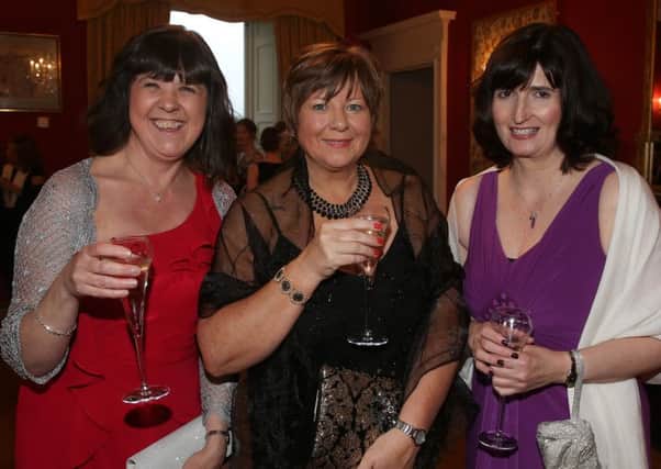 Yvonne Cole, Marlene Young and Fiona Purdu at the Ballymena Academy Old Pupils' Association May Ball at Galgorm Castle. INBT 21-105JC