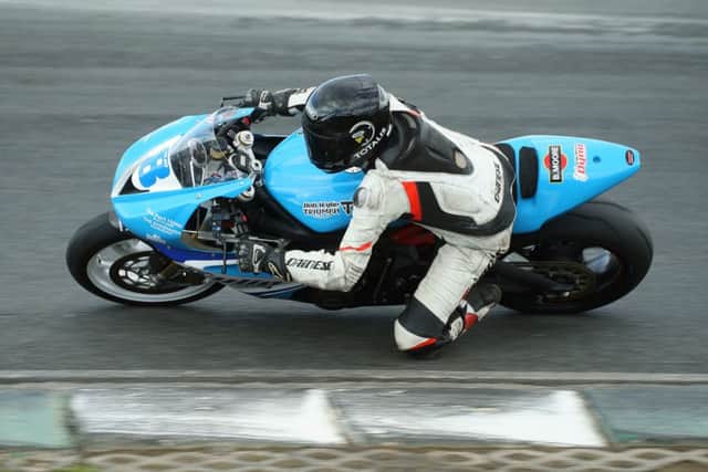 Christian Elkin from Randalstown in action in the Supersport 600 race. Pictures: Roy Adams.