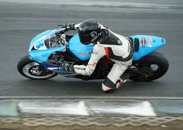 Christian Elkin from Randalstown in action in the Supersport 600 race. Pictures: Roy Adams.