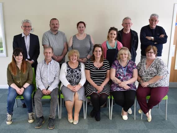 Pictured are some members of the mental health service user groups including those from the Antrim and Ballymena areas, at a recent joint meeting. Also pictured is Oscar Donnelly, Northern Trust Divisional Director of Mental Health, Learning Disability and Community Well-being (left back row) and Marlyn Grant, Northern Trust Service User Consultant (front centre).
