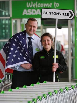 Senior Director for Asda Northern Ireland, George Rankin with Asda Antrim colleague Charlotte Gill. George and Charlotte are travelling with other Asda colleagues to the Walmart annual shareholders conference in Bentonville, Arkansas.