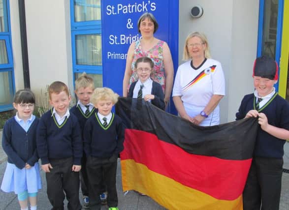 Astrid Fender with St Patrick's and St Brigid's pupils