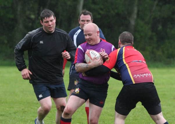 Action from the touch rugby games at the Old Ballyclarians Sports night. Photo: David Holmes