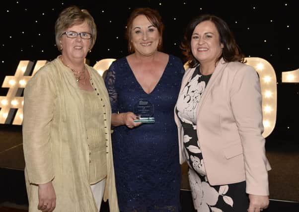 Kathleen Toner, Director of The Fostering Network in Northern Ireland; Pauline Hanratty; and Una Carragher, Manager for the Regional Adoption and Fostering Service.