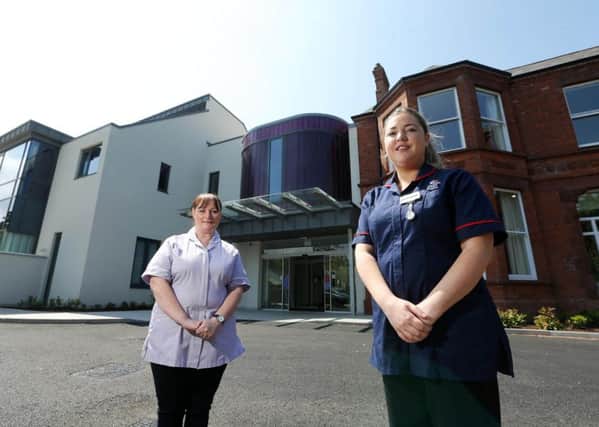 Ward Manager Meghan Morgan and Nursing Auxiliary Veronica Morris making final preparations at the new Northern Ireland Hospice before the transfer of patients from the temporary hospice at Whiteabbey Hospital. Photo by Kelvin Boyes, Press Eye