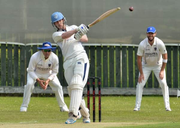Michael Gilmour batting for Carrickfergus Cricket Club in their Ulster Bank Premier League game against CIYMS. INCT 22-010-PSB