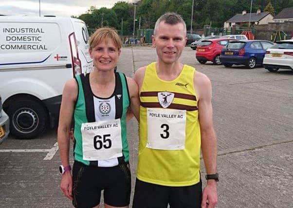 Pauline Thom and Vernon Shiels at the Bay Road 5 mile road race.