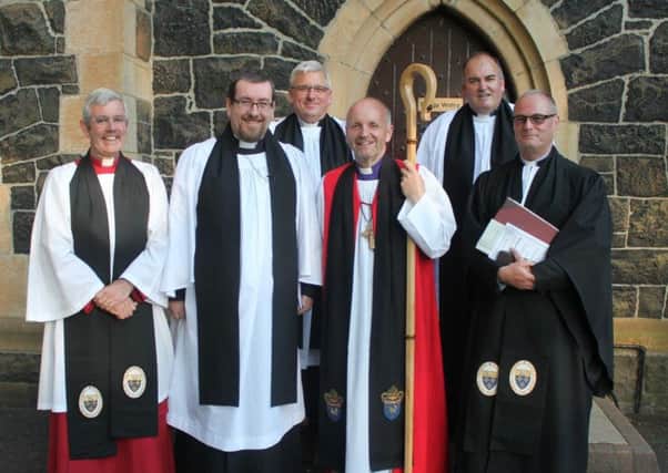 The Ven Stephen Forde, Archdeacon of Dalriada,  Rev Mark McConnell,   the Rev David Ferguson, Bishop of Connor the Rt Rev Alan Abernethy,  Rev John McClure and Rev Canon William Taggart, Connor Registrar. (Submitted Picture).