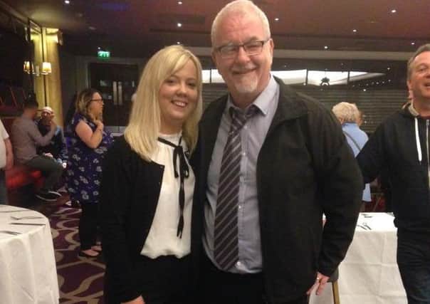 Sinn Fein MLA Catherine Seeley who is stepping down from Armagh Banbridge and Craigavon Council with Liam Mackle who is being coopted onto the council in her place