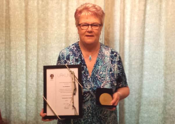 Cllr Vera McWilliam pictured with the awards she was presented with in Dorsten. INNT 22-810CON