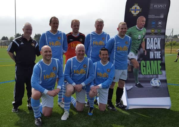 Carniny Amateur and Youth FC Masters team who were playing at the Irish FA Back in the Game tournament last Saturday