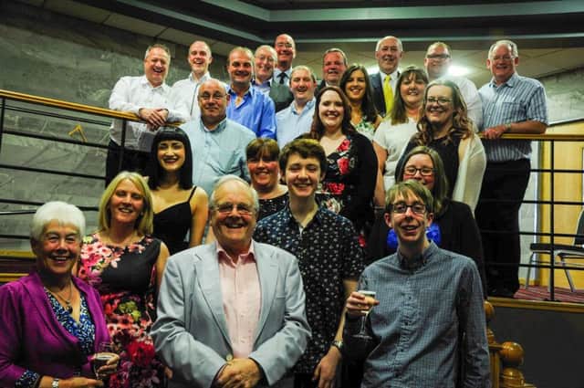 Desy Graham and his wife Liz are joined by friends and colleagues at the Third Carrickfergus Band tribute in the Loughshore Hotel. INCT 23-705-CON