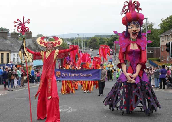 Larne Summer Festival parade gets underway. (Presseye pic)  INLT 23-676-CON