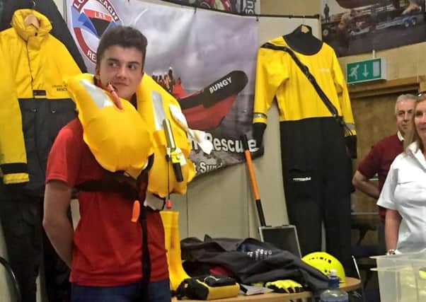 Life jacket demonstration at Lough Neagh Rescue's Water safety event