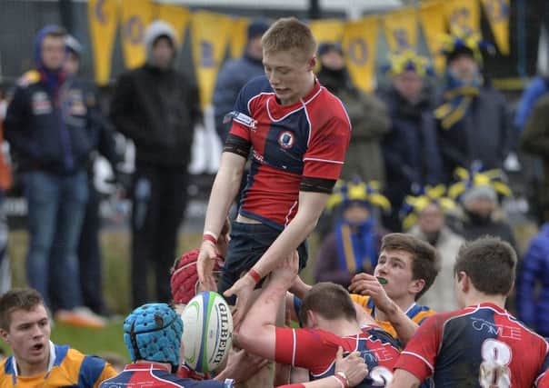 Ballyclare High in Schools' Cup action against Bangor Grammar earlier this year. INLT 23-930-CON