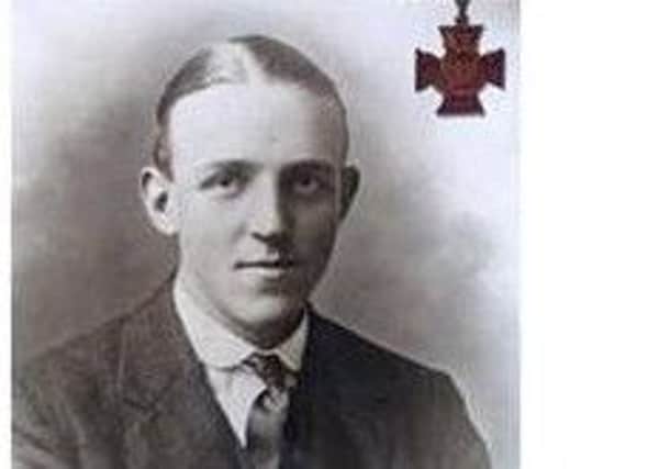 William Frederick "Billy" McFadzean VC (9 October 1895 - 1 July 1916) was born in Lurgan, County Armagh. From Ulster, he was a British recipient of the Victoria Cross, the highest and most prestigious award for gallantry in the face of the enemy that can be awarded to British and Commonwealth forces....................................
McFadzean was a 20 year old rifleman in the 14th Battalion, The Royal Irish Rifles, British Army during the First World War. On 1 July 1916, near Thiepval Wood, France a box of grenades slipped into a crowded trench. Two of the safety pins in the grenades were dislodged. McFadzean threw himself on top of the grenades, which exploded, killing him but only injuring one other.[1] His citation read:
No. 14/18278 Pte. William Frederick McFadzean, late R. Ir. Rif. 
For most conspicuous bravery. While in a concentration trench and opening a box of bombs for distribution prior to an attack, the box slipped down into the trench, which was crowded with men, and two of the safety pins fell