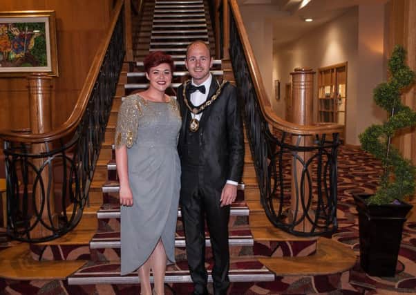 Lord Mayor Darryn Causby and Sarah McClatchey at the 
Lord Mayor's Banquet in 
Armagh City Hotel. Photo: LiamMcArdle.com INPT23-002