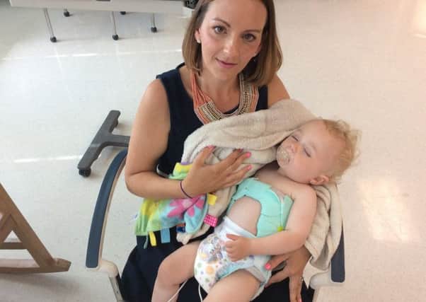 Devoted - Donna Ferris with her baby son Charlie at Shriners Hospital in Philadelphia
