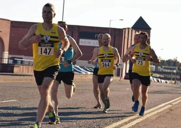 Pictured at the Fairhill 5 mile race on Wednesday evening were Fit N Running's Vernon Shiels 147, Conor Shiels 264 and John Misk 73.