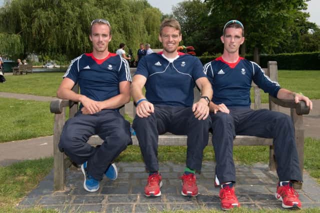 Caversham, Nr Reading, Berkshire.

left to right. Peter CHAMBERS, Alan CAMPBELL and Richard CHAMBERS, Olympic Rowing Team Announcement  Press conference at the RRM. Henley.

Thursday  09.06.2016

[Mandatory Credit: Peter SPURRIER/Intersport Images]
