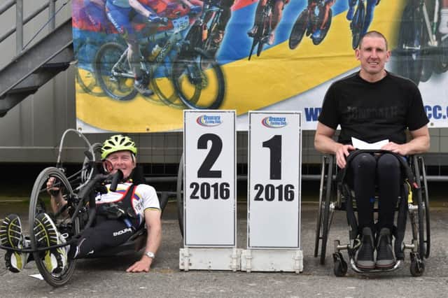 Ted McKibbon and Darell Erwin, who did superbly to complete the hand-cycling race.
