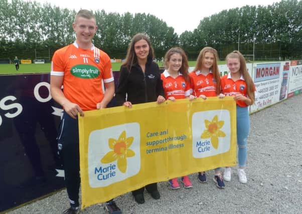 Helping to launch Ballyhegan's summer charity fundraiser in aid of Marie Curie are, from left, Jack Rafferty (Armagh under 21s), Shauna Wilson (Loughgall's The Famous Grouse, sponsor), Lauren O'Gorman (Armagh under 16s), Sarah-Louise Doherty (Armagh minors) and Grace Ferguson (Armagh under 16s).