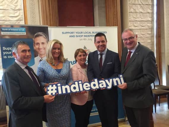 Supporting the Independents Day Launch at Stormont were from L to R: Harold McKee MLA, Jo-Anne Dobson MLA, Jenny Palmer MLA, Glynn Roberts - Chief Executive of NIIRTA and Steve Aiken MLA.