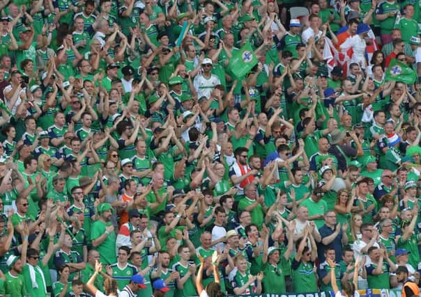 Pacemaker Press 12/6/2016 
Northern Ireland v Poland Euro 2016 Group C
Northern Ireland Fans at this afternoons Euro 2016 International  at the Allianz stadium in Nice on Sunday.
Pic Colm Lenaghan/Pacemaker