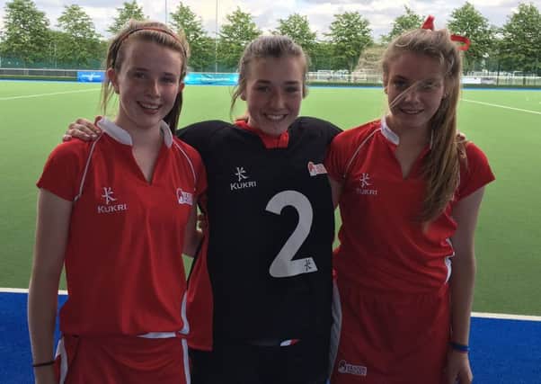 Randalstown's Ulster under-16 representatives Anna Doherty, Charlotte Stacey and Laura Chestnutt.