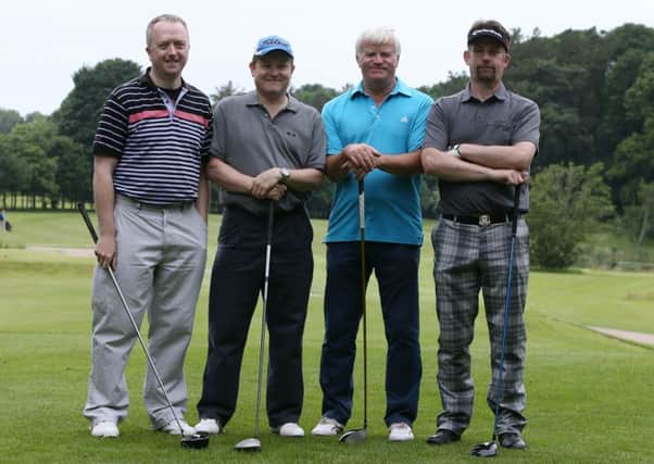 Alastair Andrews, John Davidson, David Martin and Graham Simms in Saturday's competition at Galgorm Castle Golf Club. INBT 25-182CS