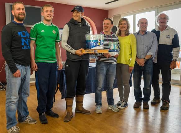 Winning team from Newtownards, Sligo and Lough Foyle Yacht Clubs with Anita Culbertson representing Spar and Commodore Brian Holmes